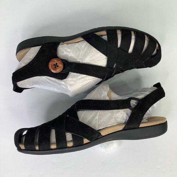 New! Earth Etbelite-QV Black Leather Strap Comfort Women's Sandals Sz 8M - Picture 7 of 9